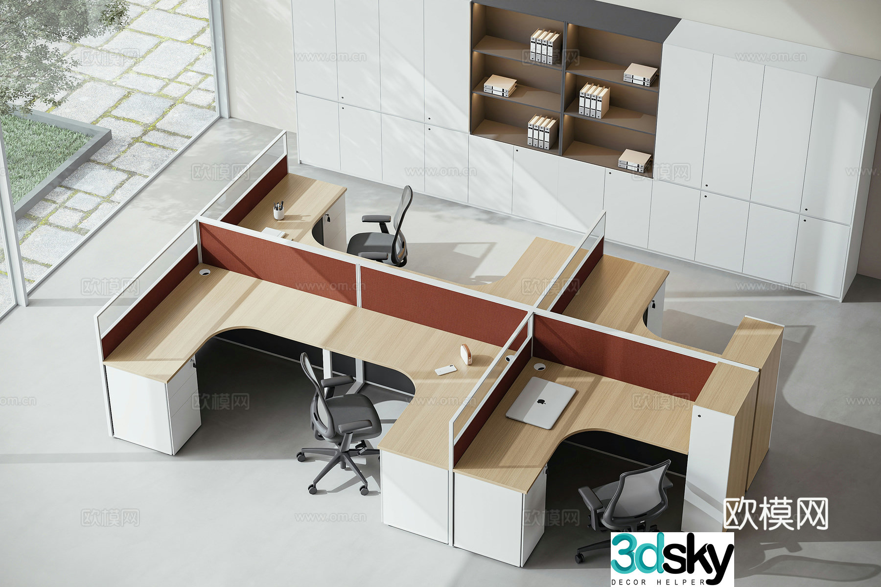 Modern open office area 3D model