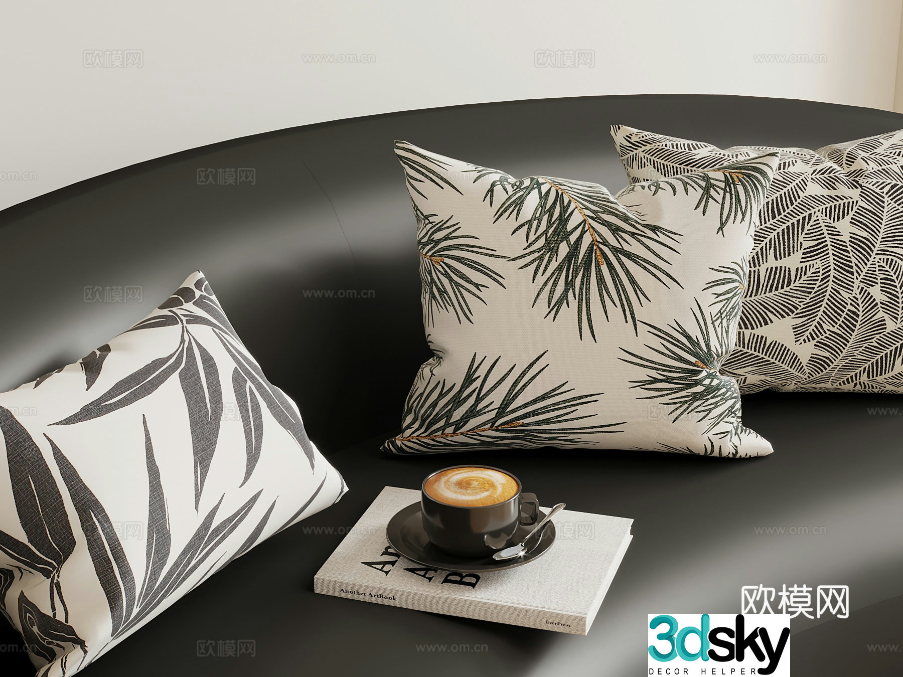 Modern French pillow pillow combination 3D model