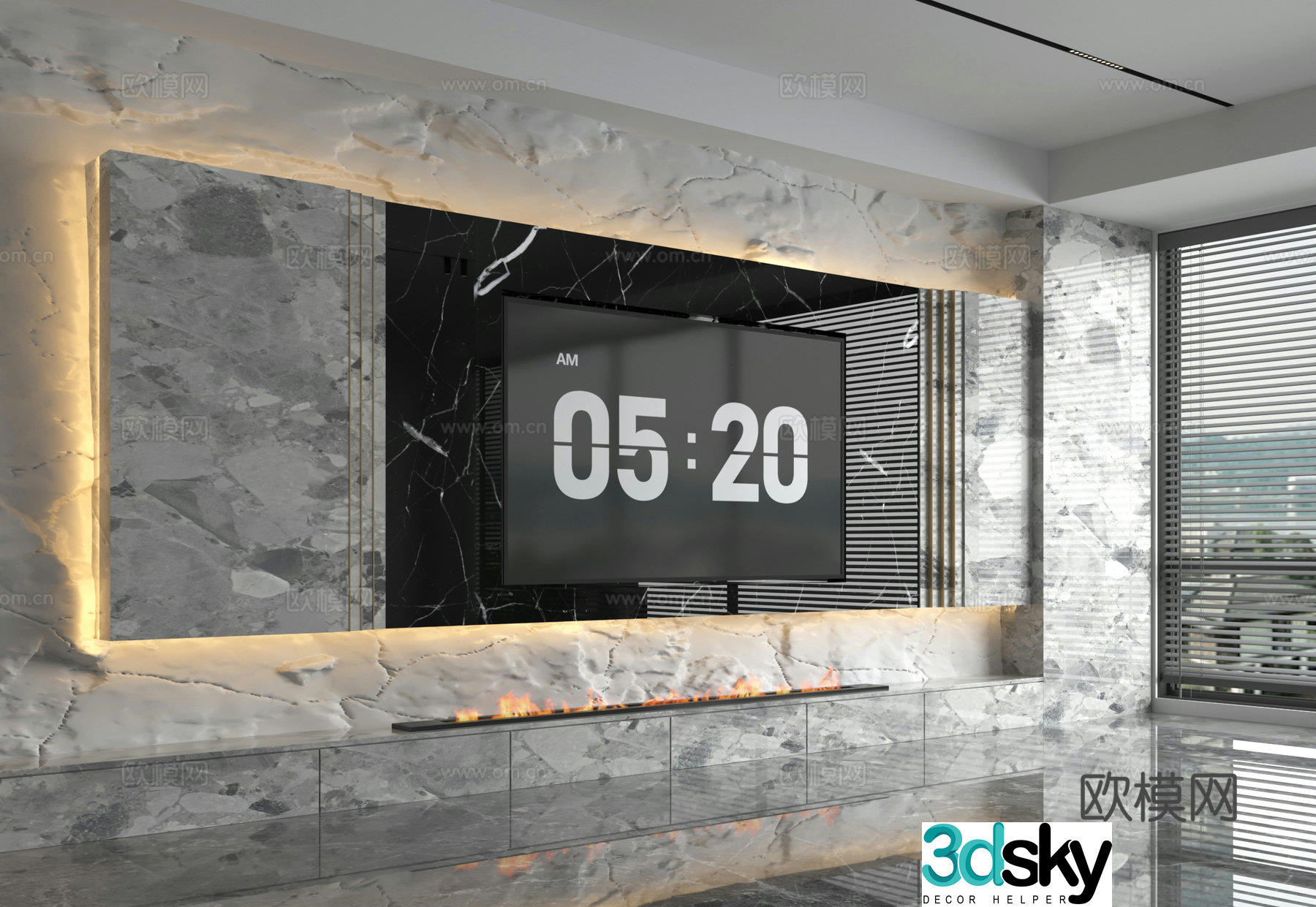 3d model of TV background wall