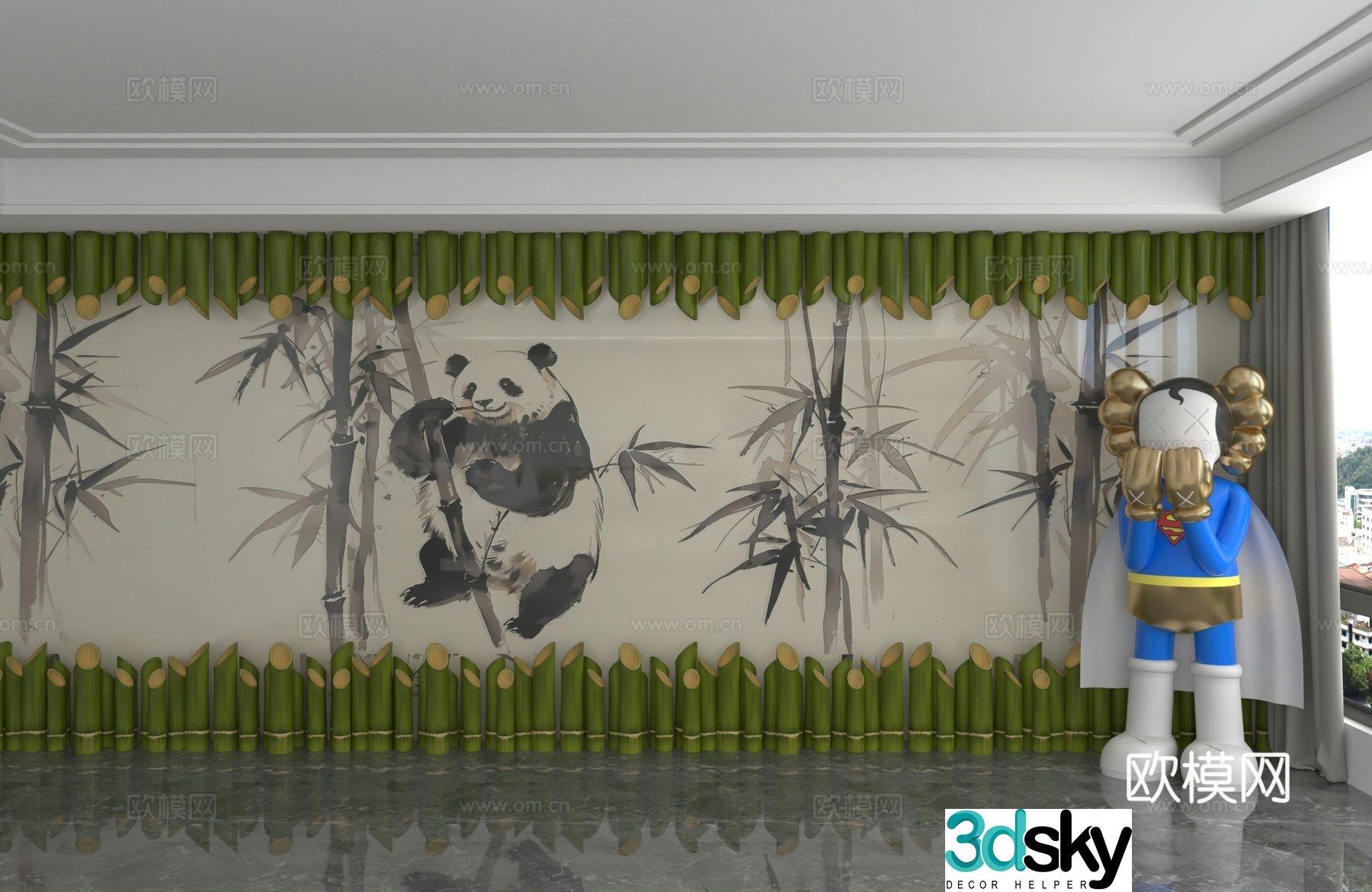 Modern background wall 3d model