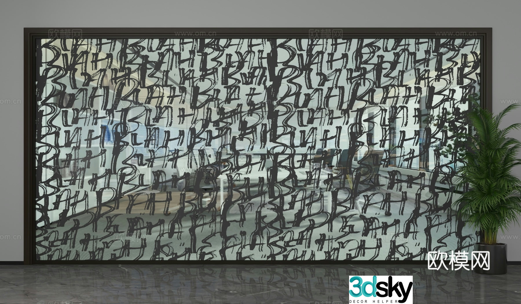 Modern glass partition 3d model