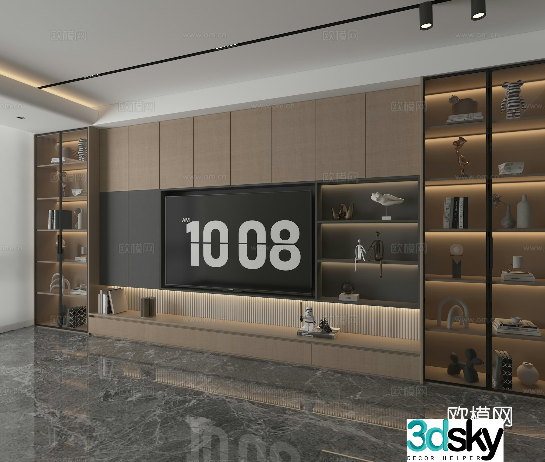 3d model of TV background wall