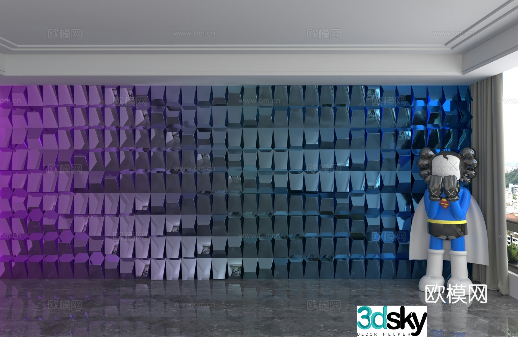 Modern background wall 3d model