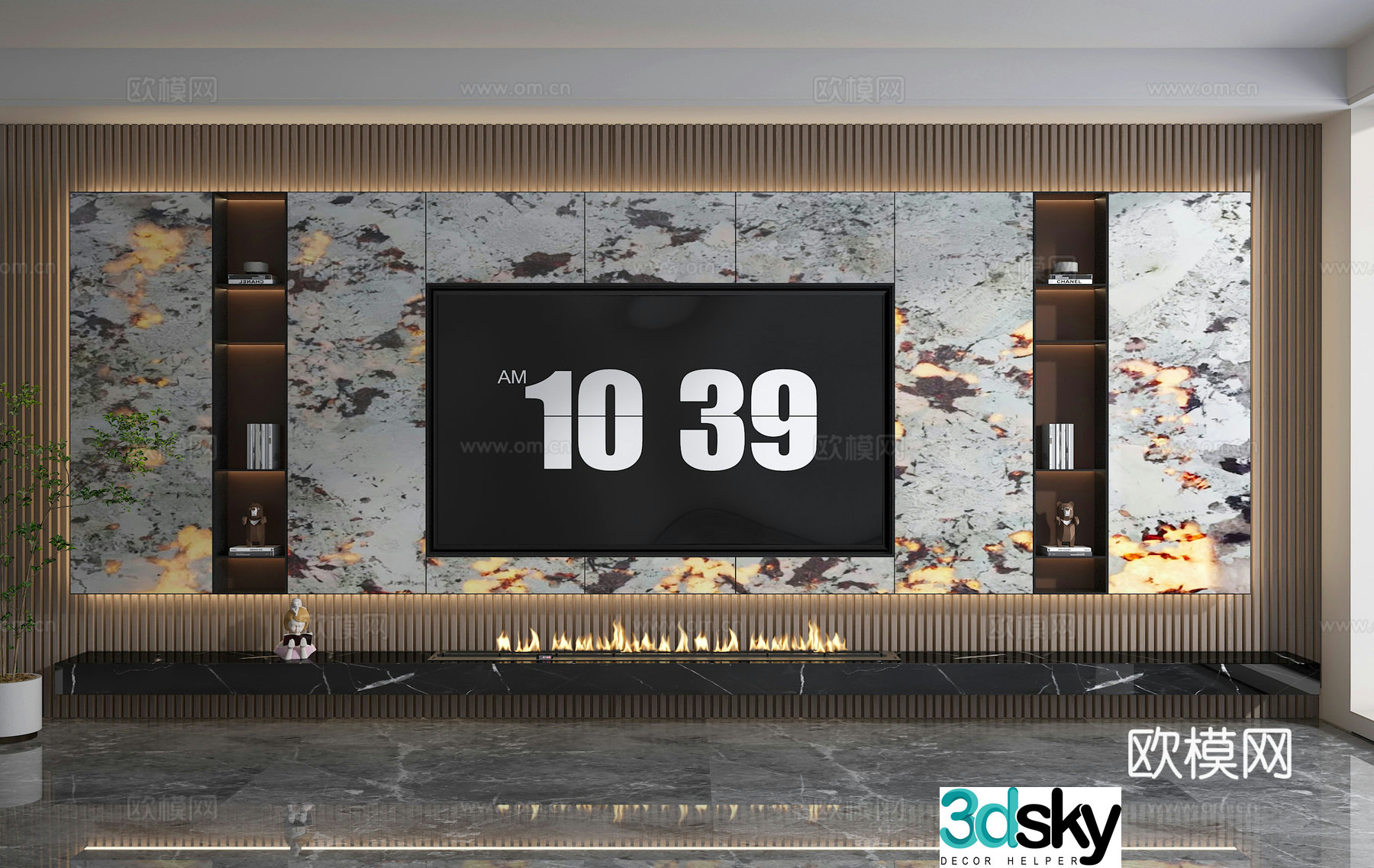3d model of TV background wall