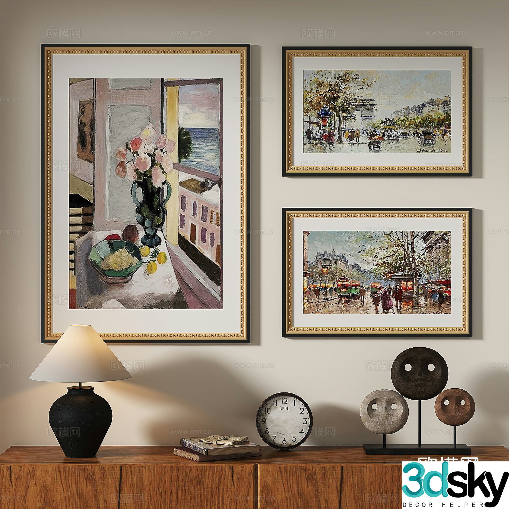 French retro oil painting modern European classical decorative painting 3d model