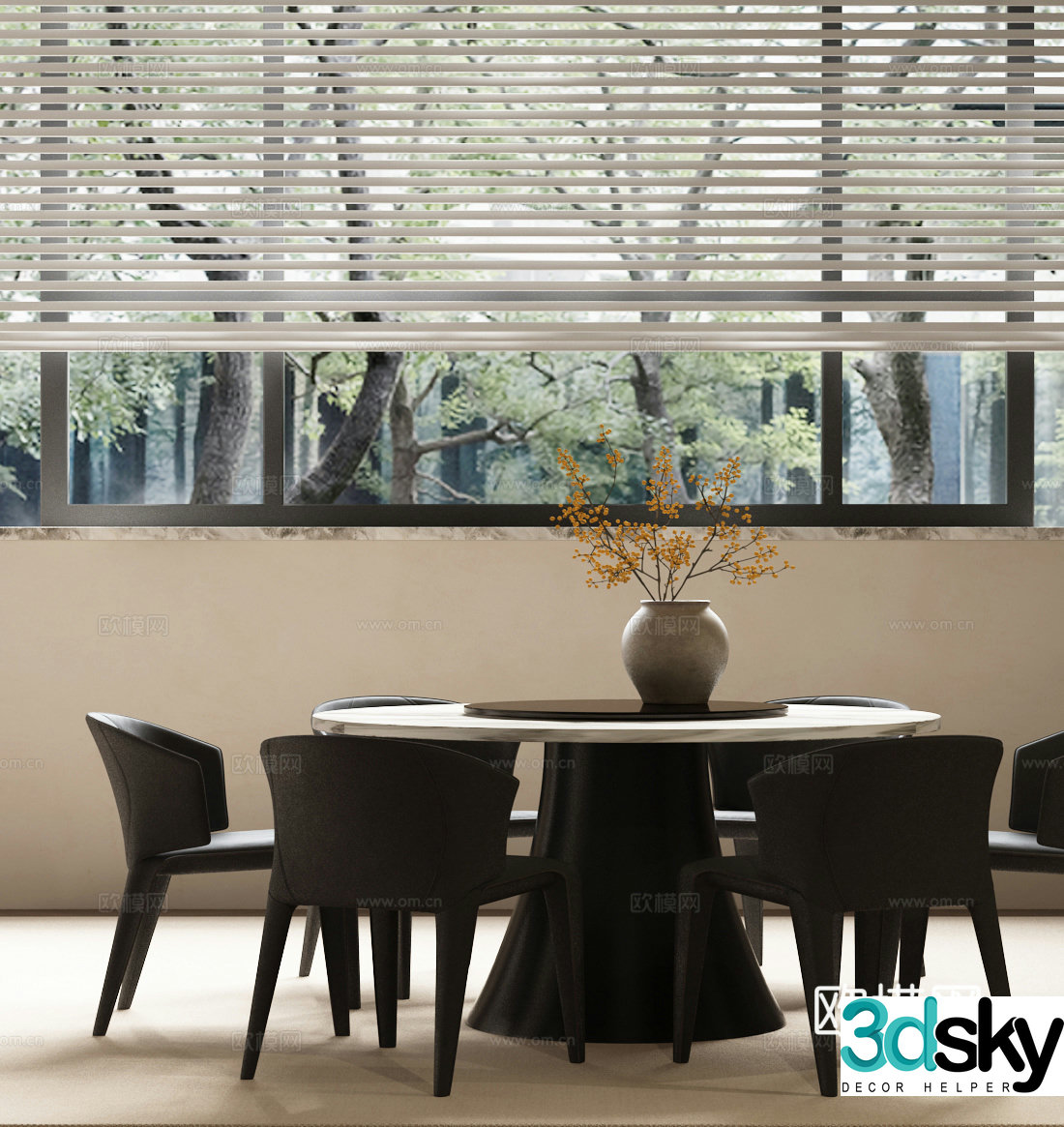 Modern dining table and chair combination Italian minimalist dining table and chair combination Italian luxury dining table and chair combination 3D model