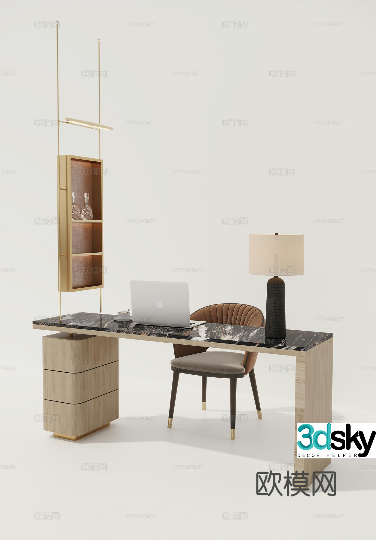 Desk Table and Chair 3D Model