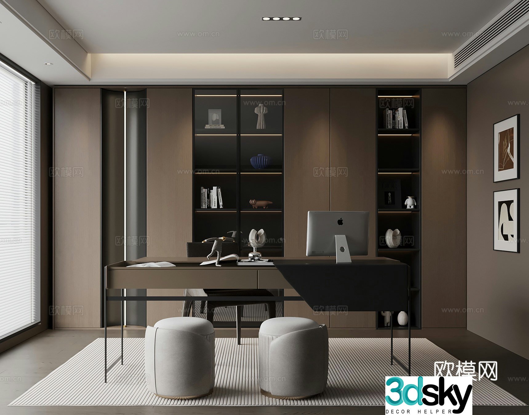 Italian study desk and chair 3d model