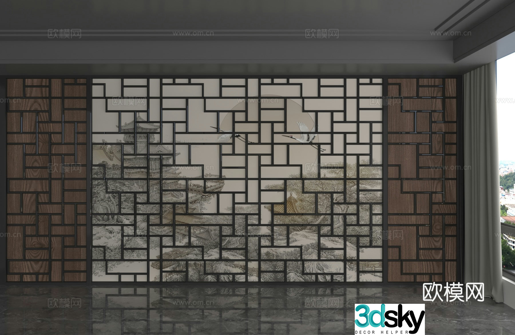 Modern background wall 3d model