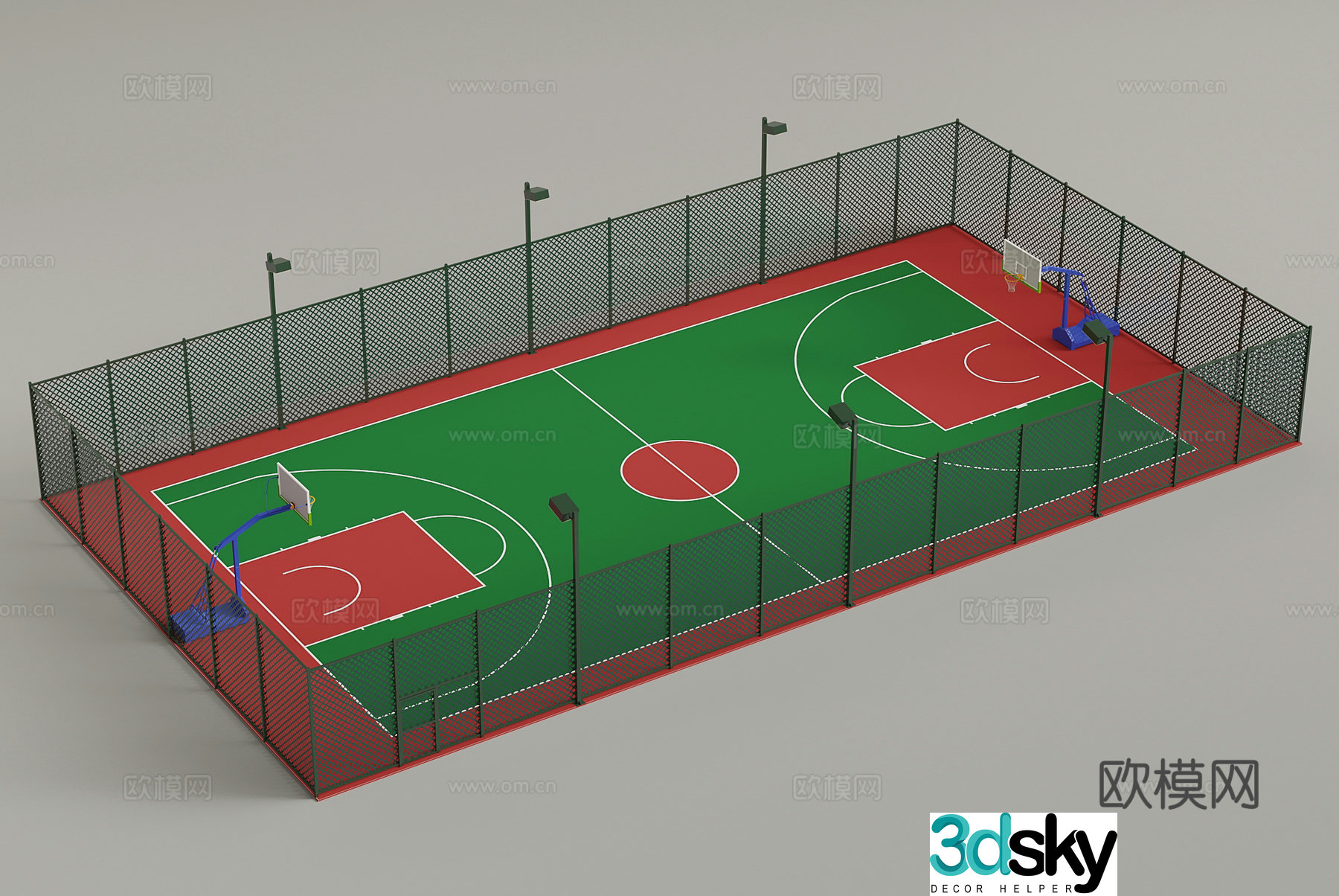 Modern basketball court 3d model