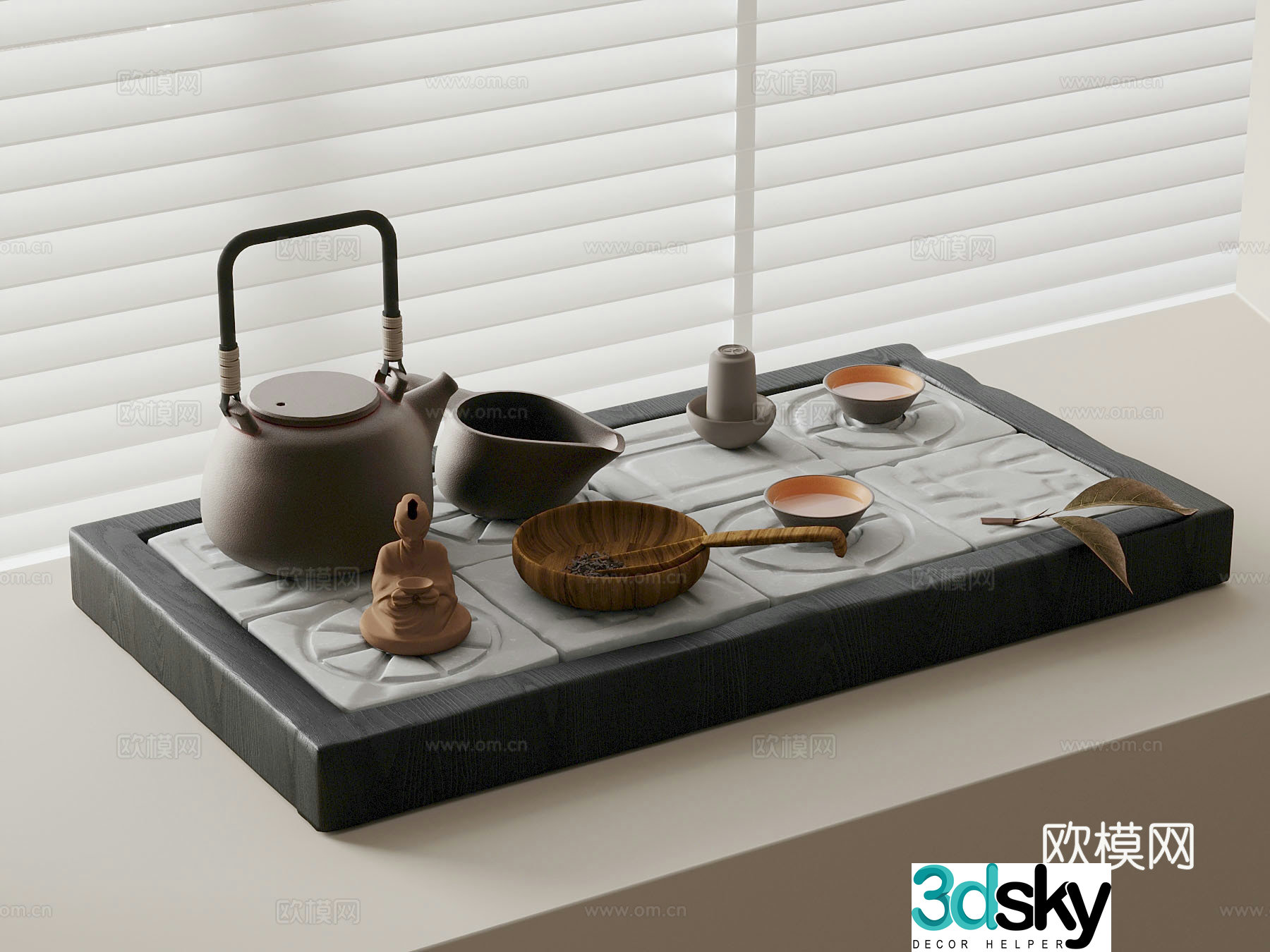 New Chinese style tea set teapot tea cup 3d model