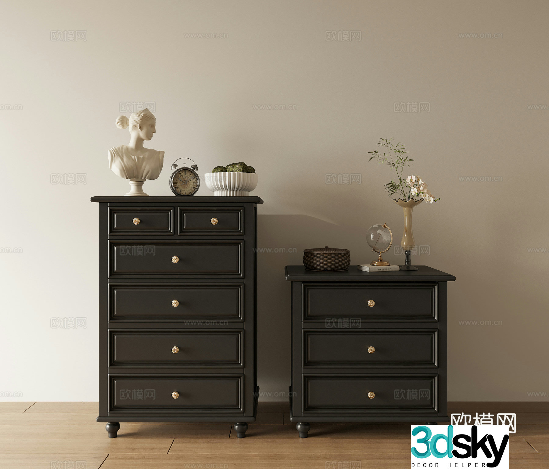 Low cabinet chest of cabinet decorative cabinet storage cabinet 3d model