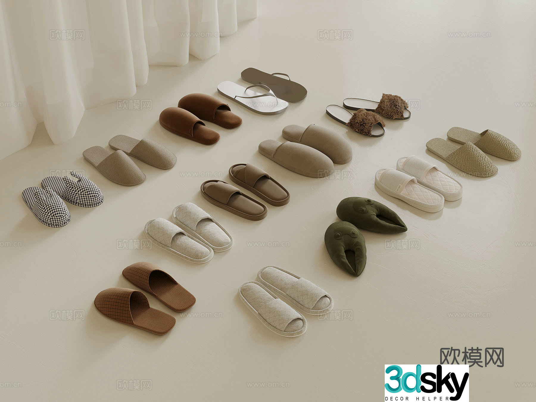 Modern hotel slippers Disposable slippers 3d model