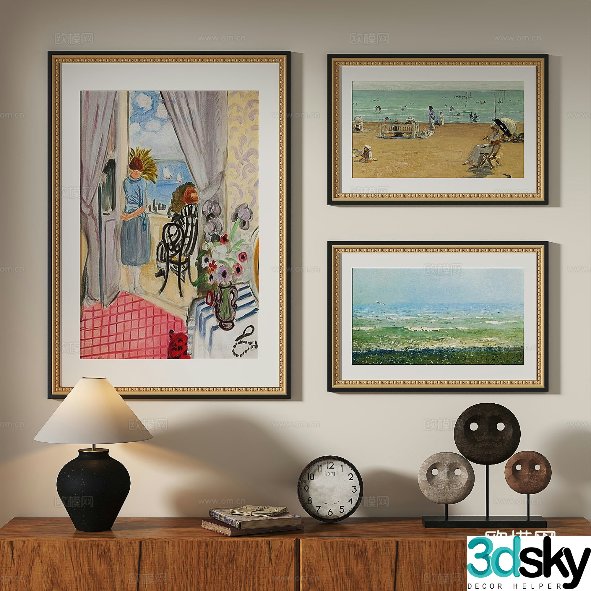 French retro oil painting modern European classical decorative painting 3d model