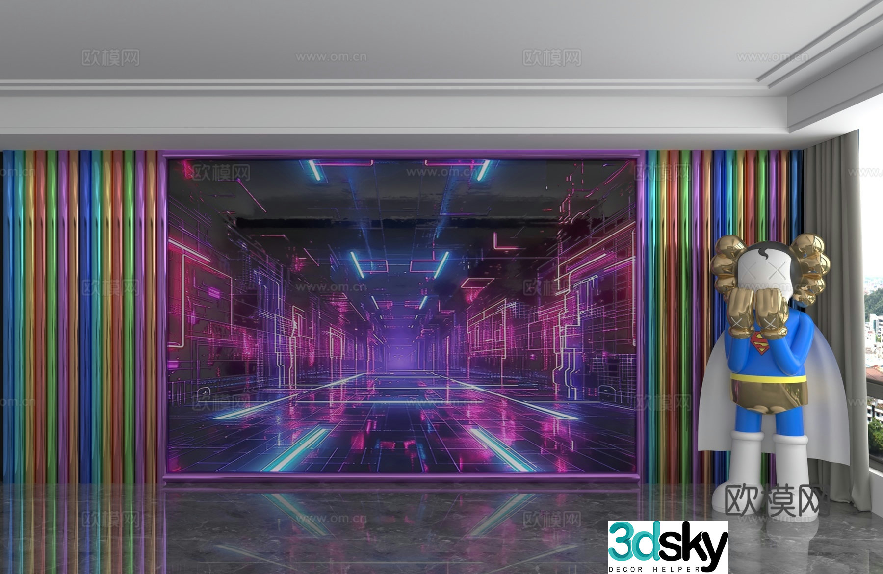 Modern background wall 3d model