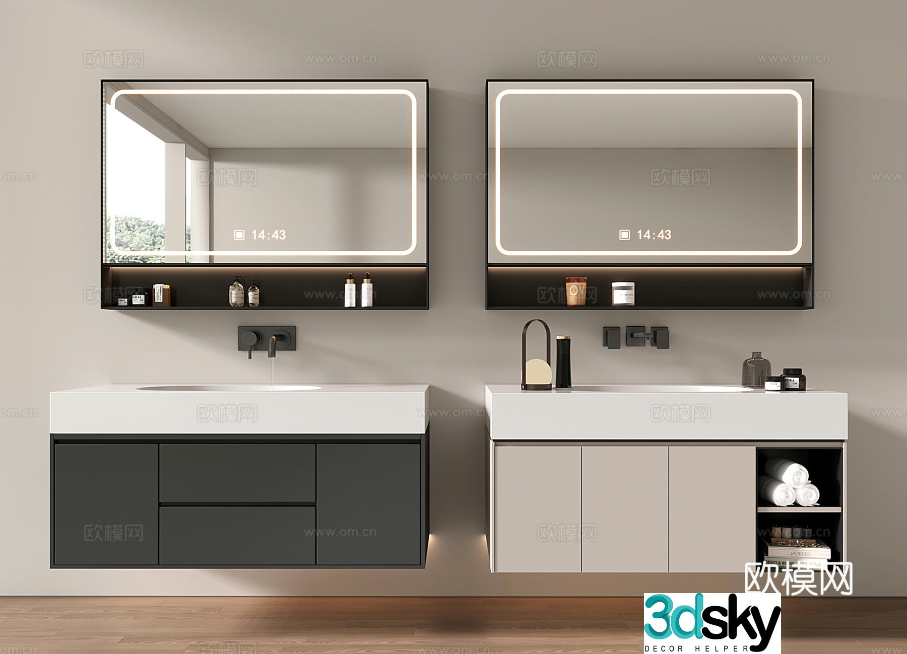 Modern bathroom cabinet bathroom sink hanging bathroom cabinet mirror 3d model
