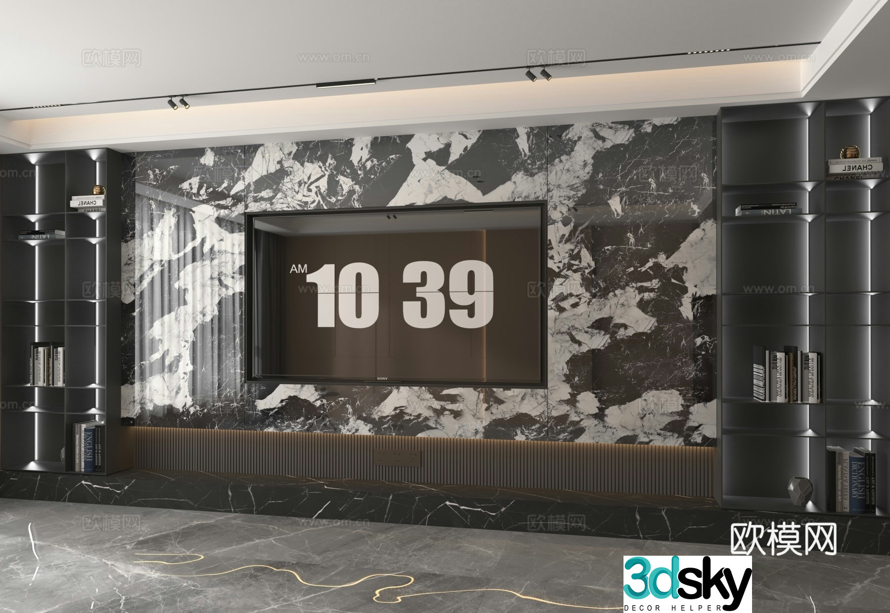 3d model of TV background wall