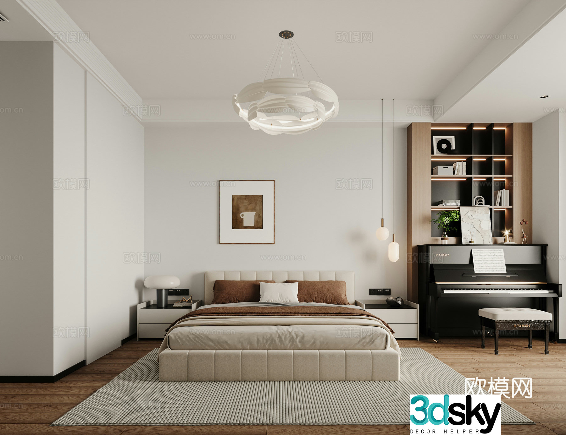 Modern piano bedroom 3d model