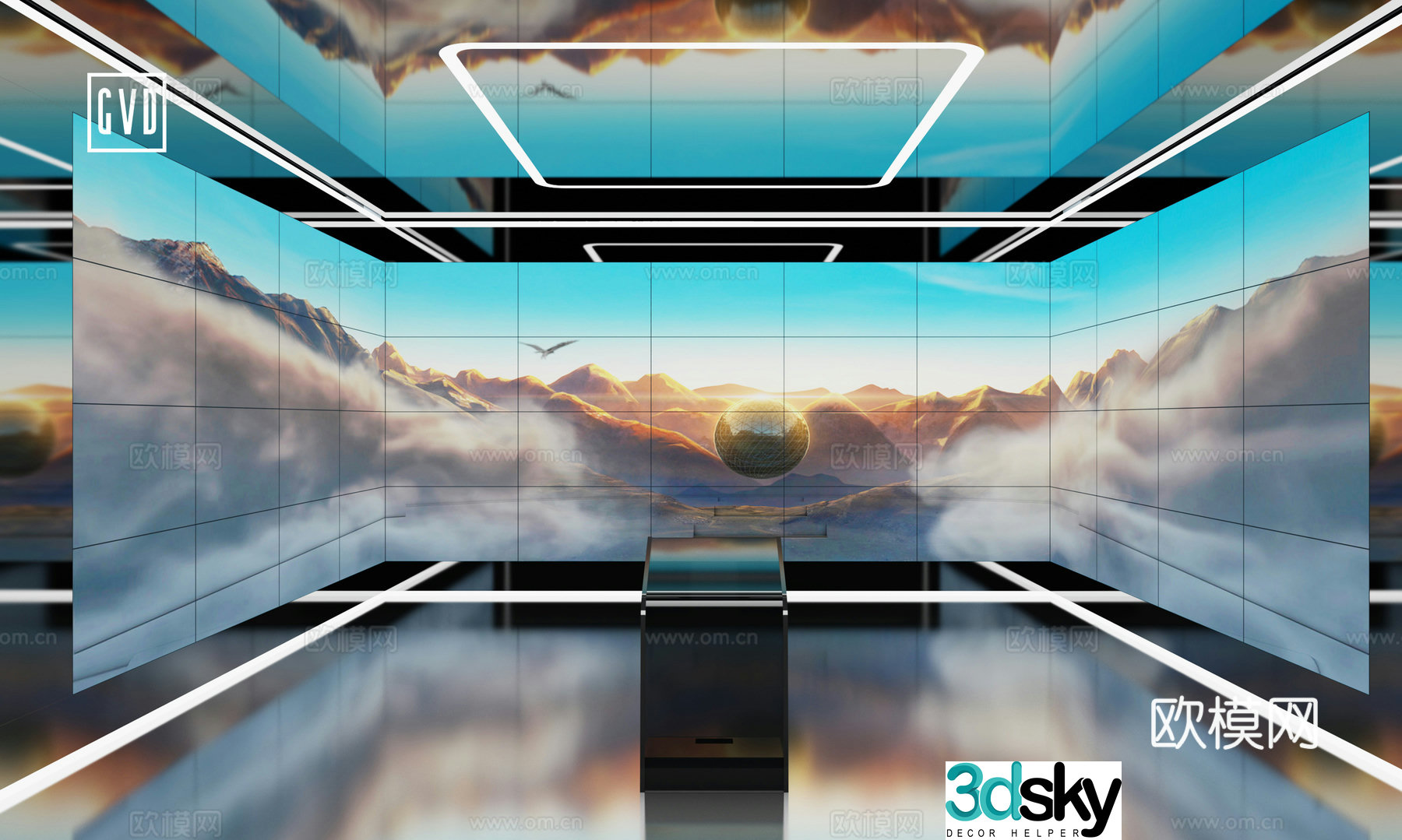 Exhibition Hall Modern Technology Exhibition Hall Immersive Area Space Triple Screen Multi-screen Space 3D Model