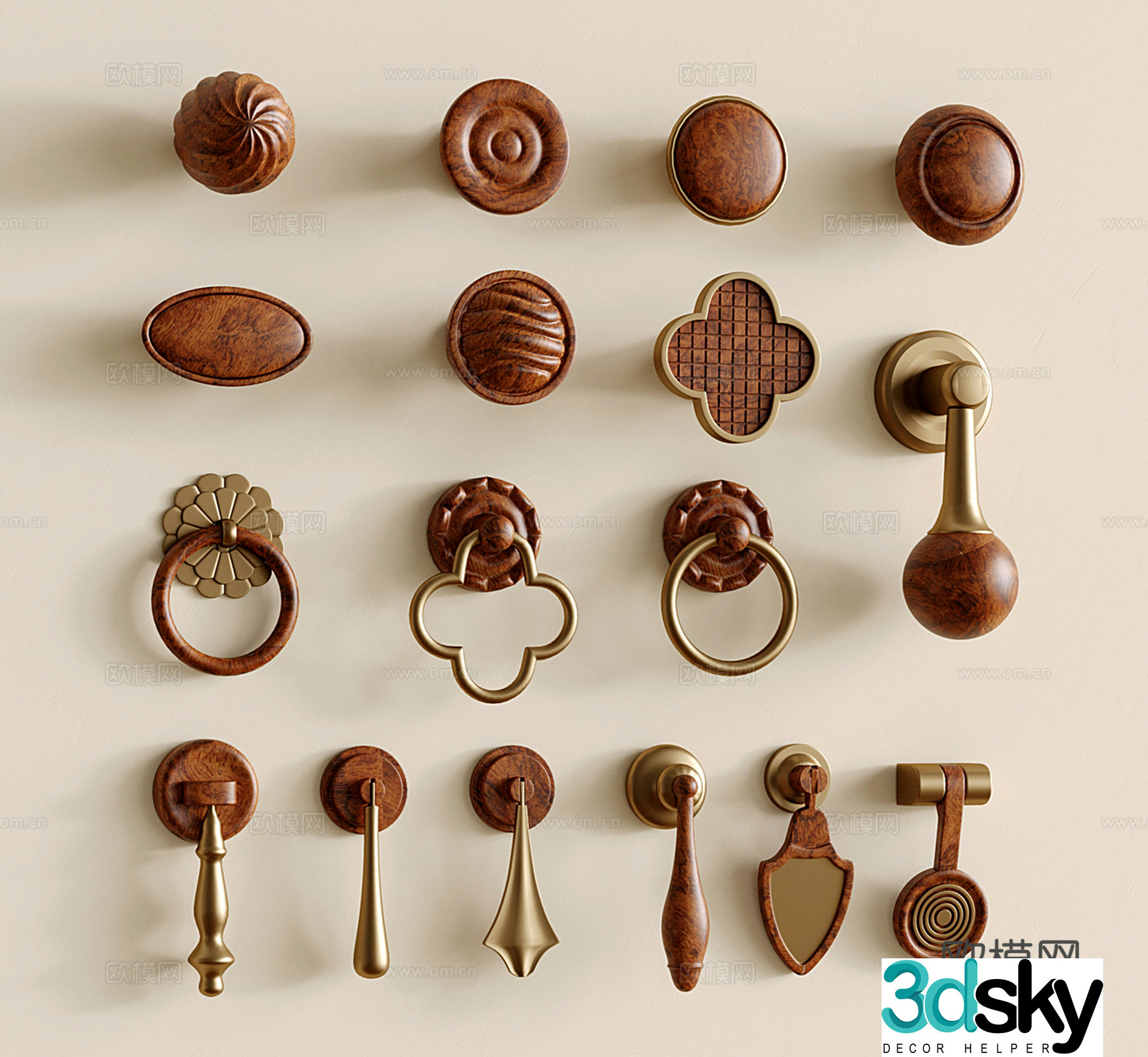 Middle style handle cabinet door handle handle round handle metal handle 3d model