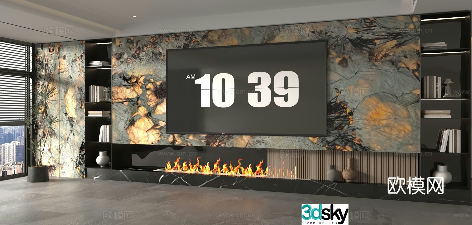 3d model of TV background wall