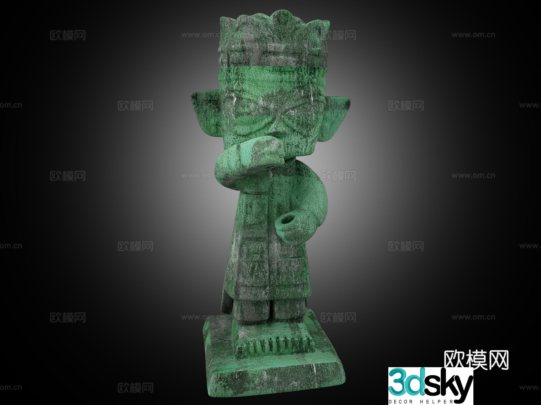Sanxingdui bronze ware antique cultural relics dolls Sichuan elements Sichuan opera cover bowl of tea fragrant 3d model