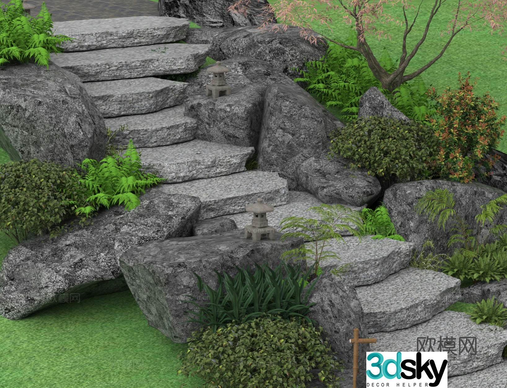 Bluestone stairs Steps Landscape Stone stairs Landscape Stone 3D Model