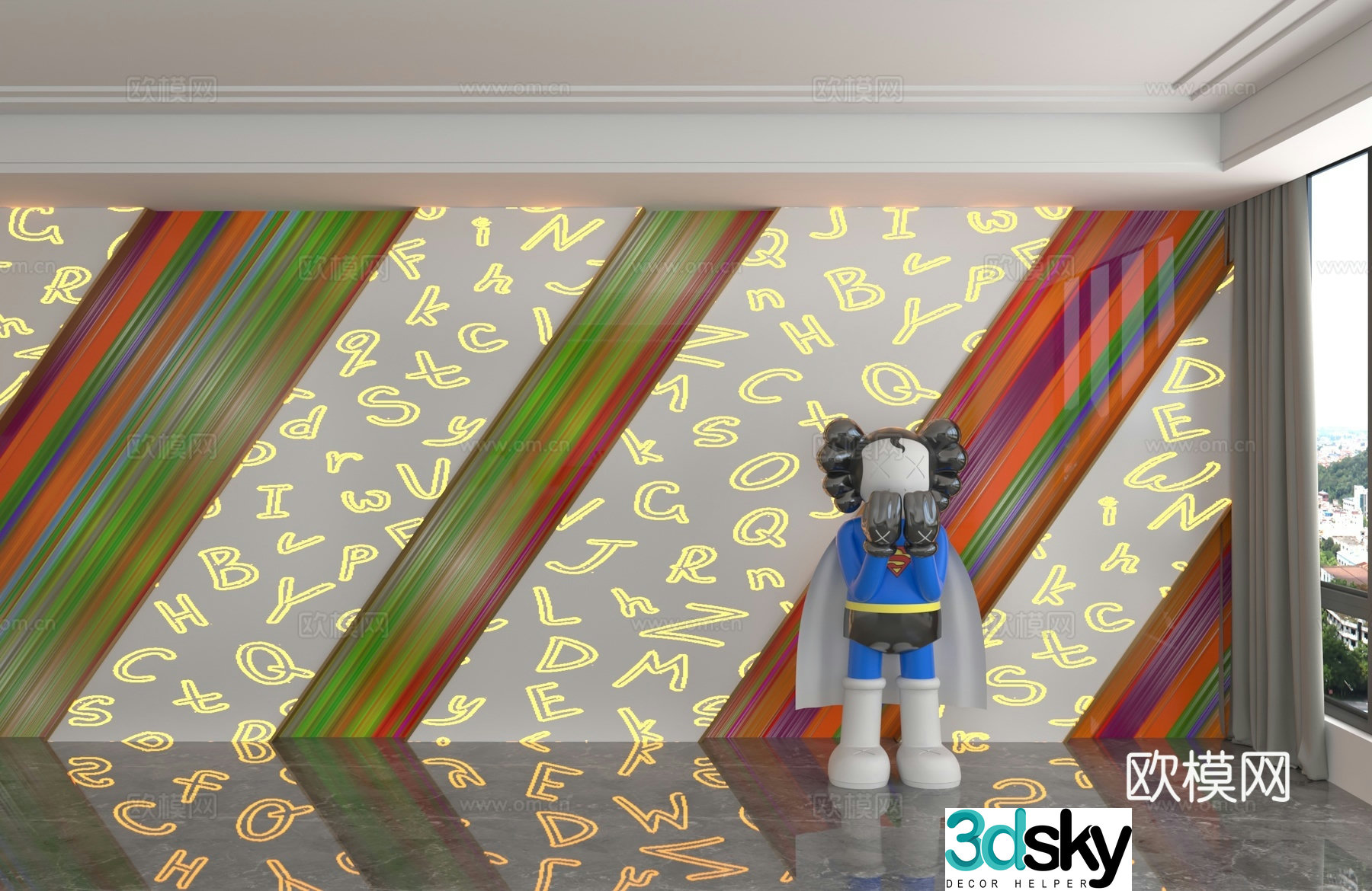 Modern background wall 3d model