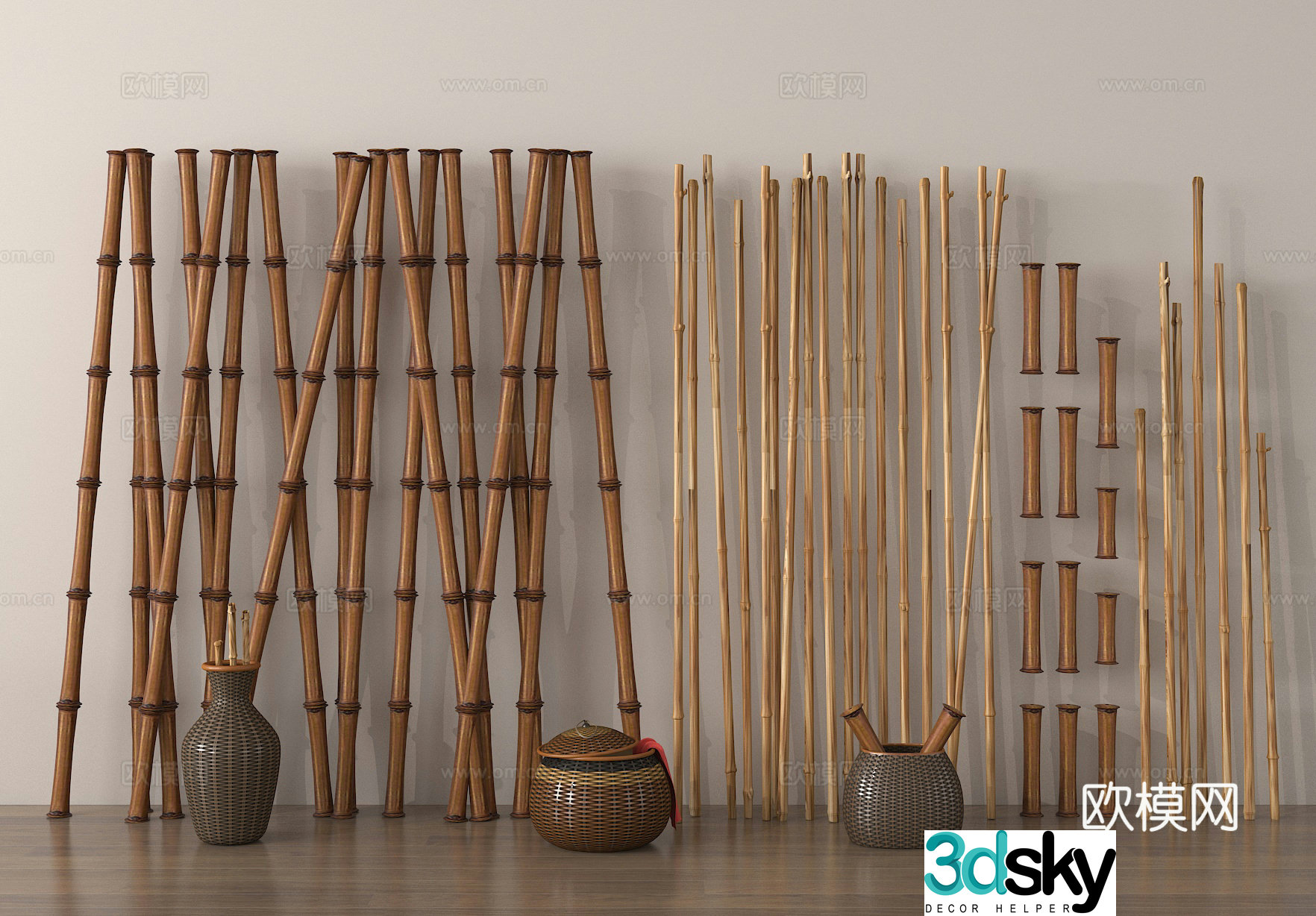 Bamboo partition bamboo pole bamboo stem bamboo joint ceramic 3d model