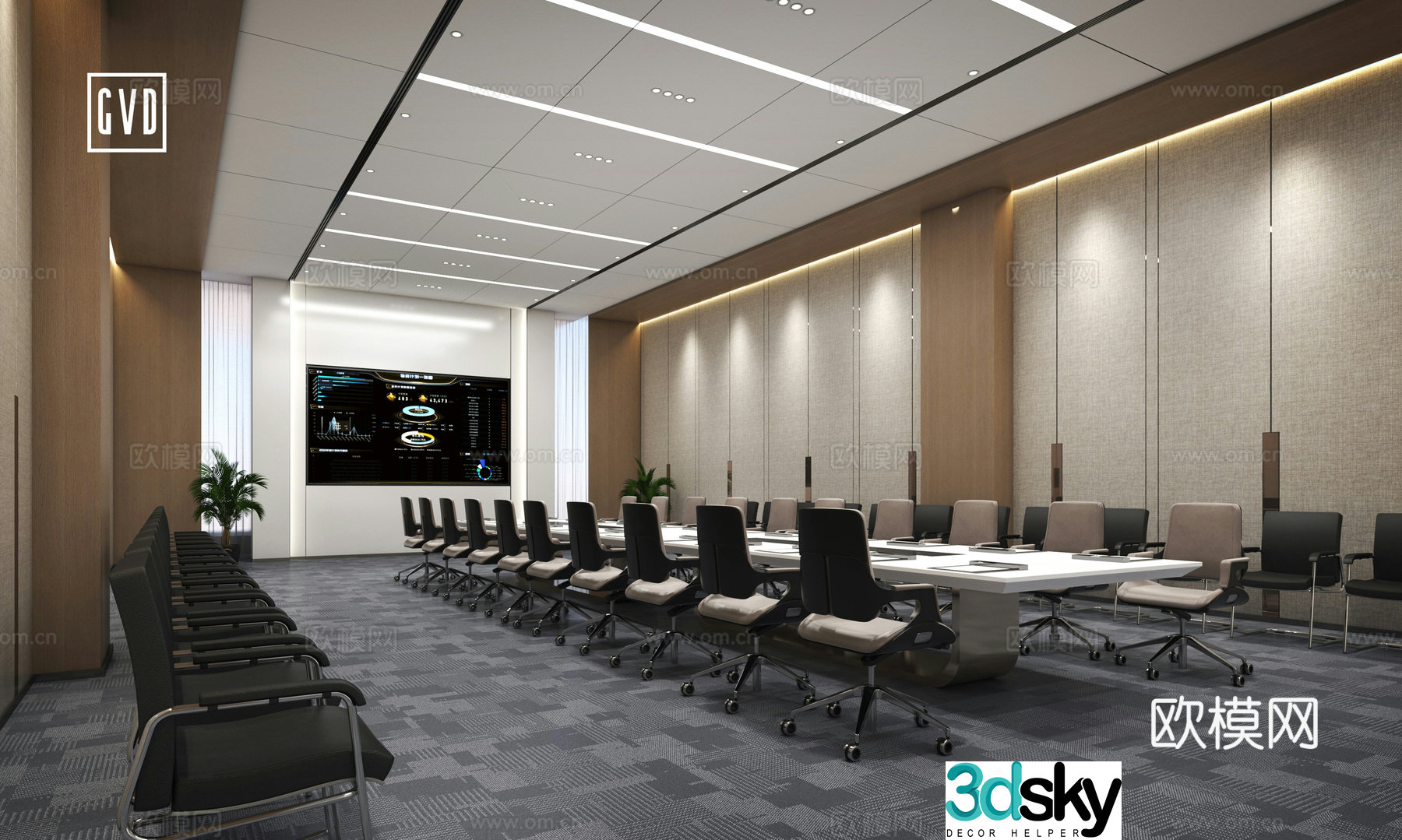 Modern conference room Warm color conference room Large conference room Multi-person conference room Multifunctional conference room 3D model