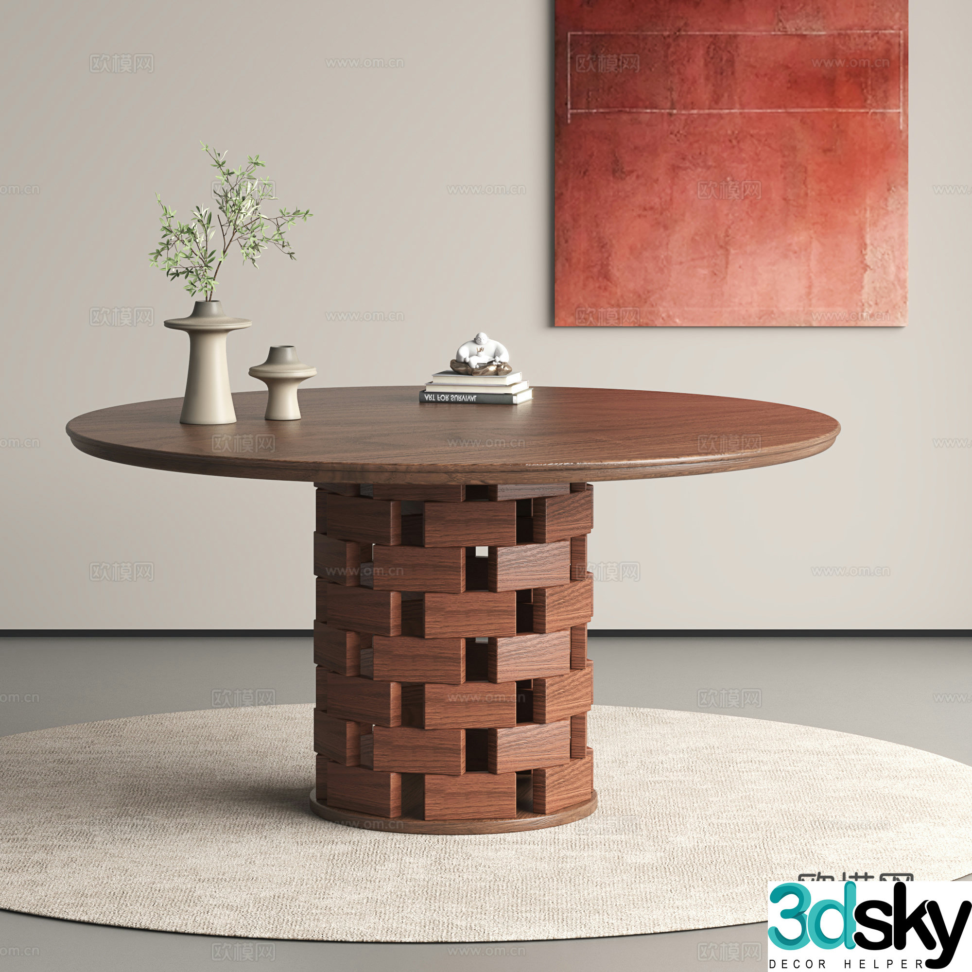Retro style dining table medieval style dining table Wasabi style dining table 3D model