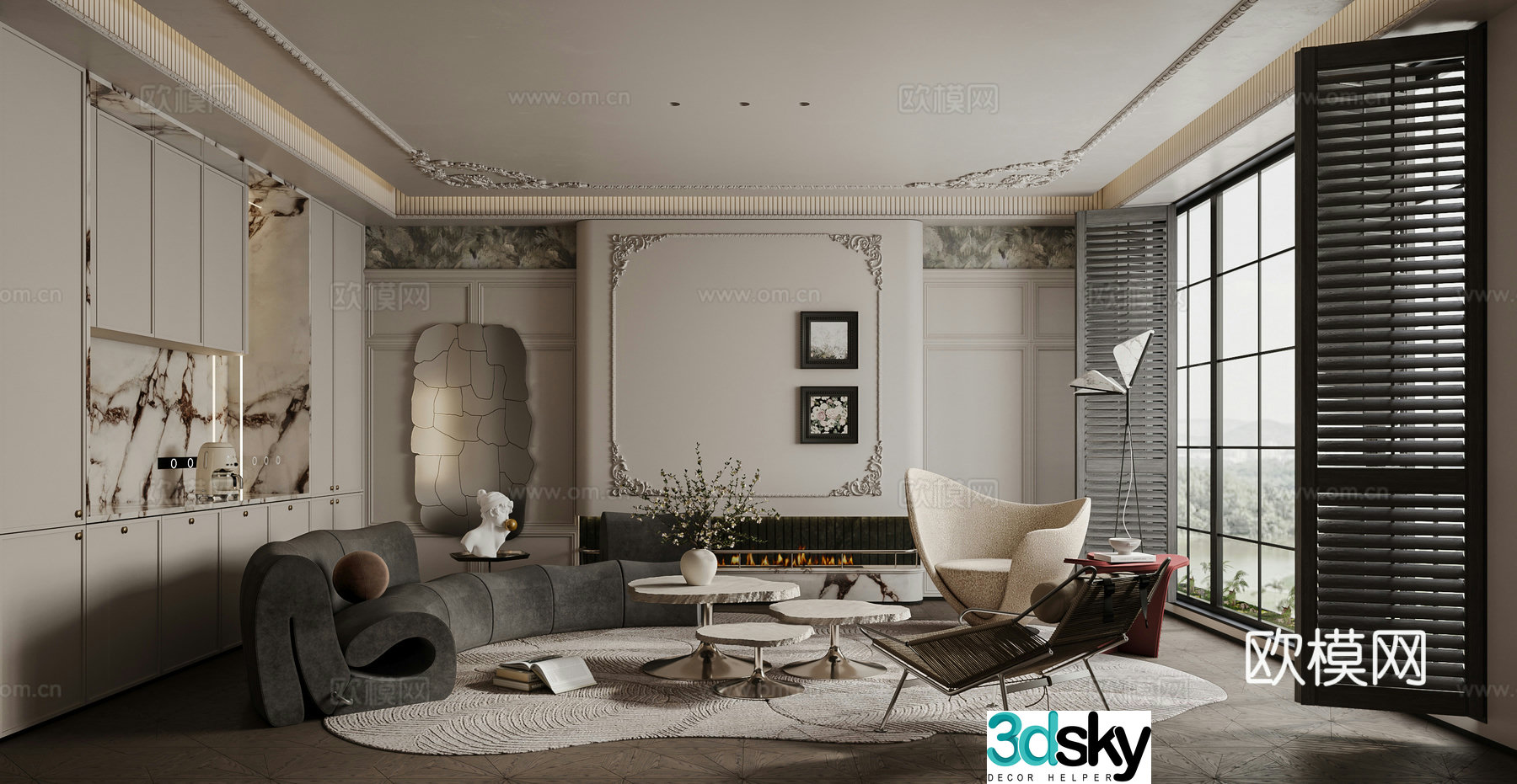 French living room 3d model