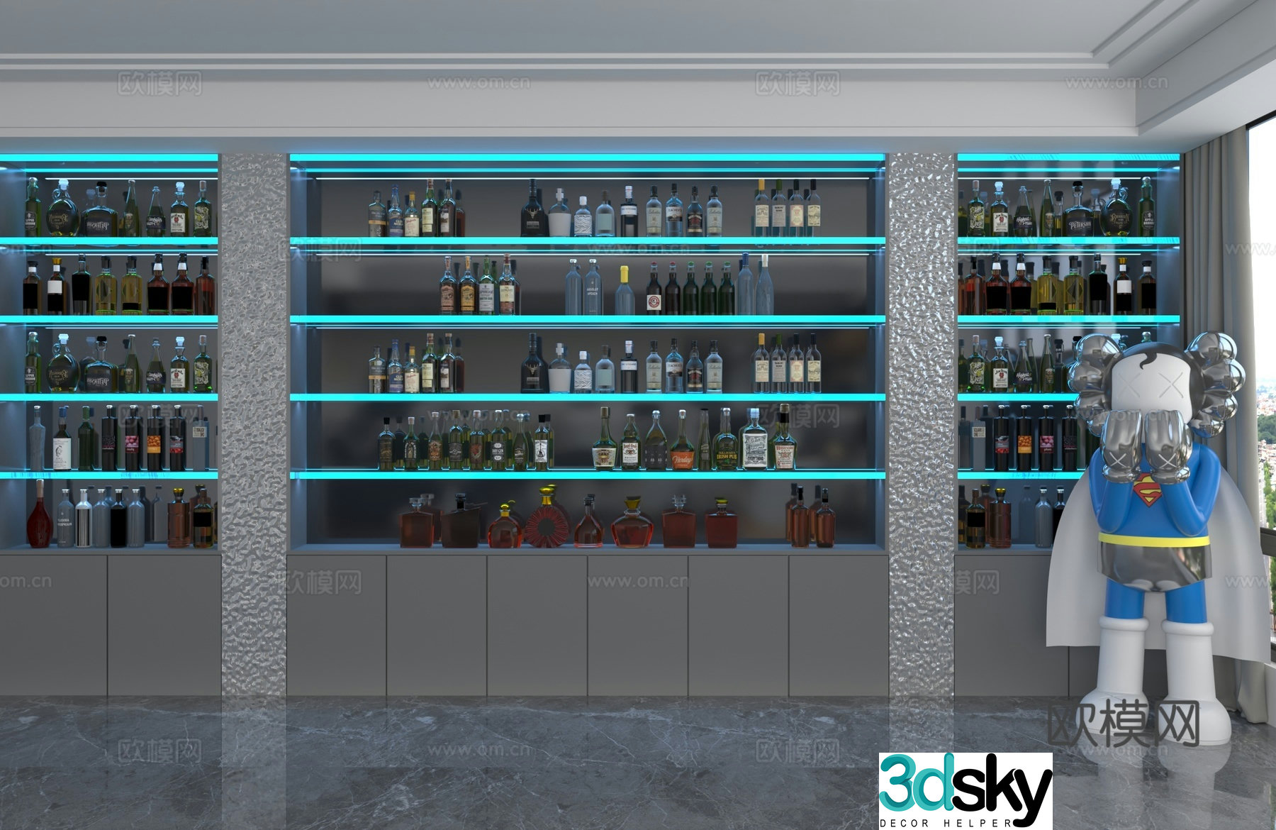 Modern wine cabinet 3d model