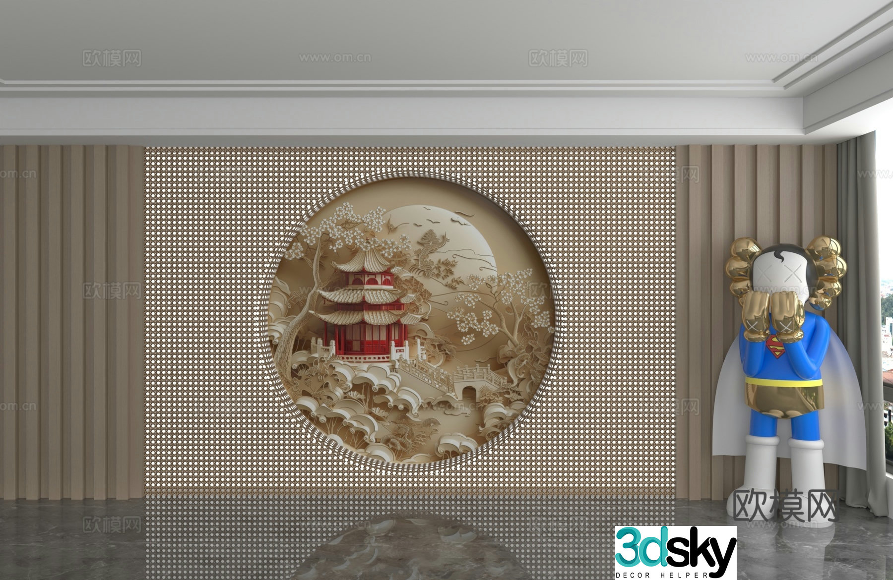 Modern background wall 3d model
