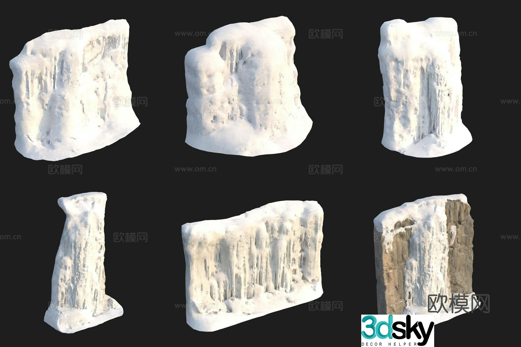 Snow piled up snow ice and snow 3d model