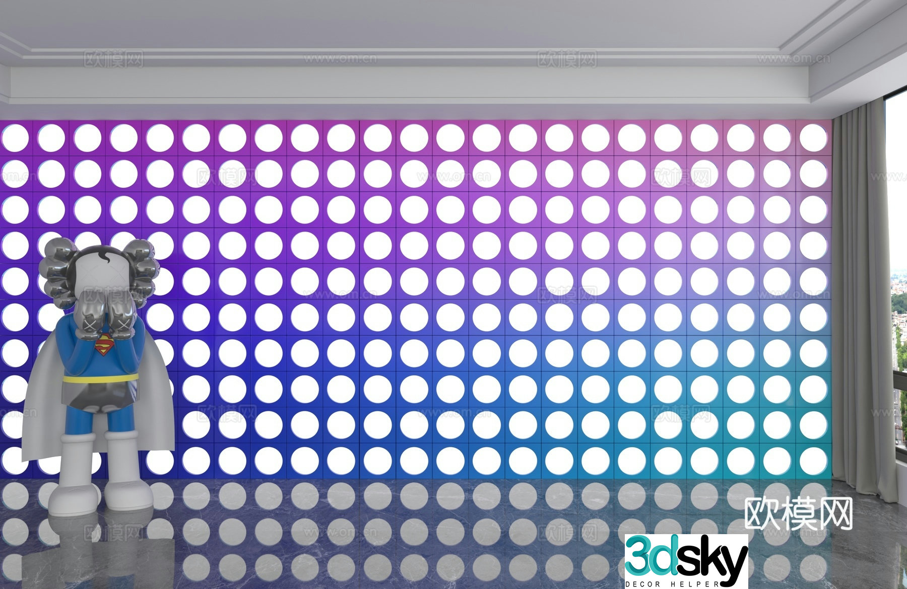 Modern background wall 3d model