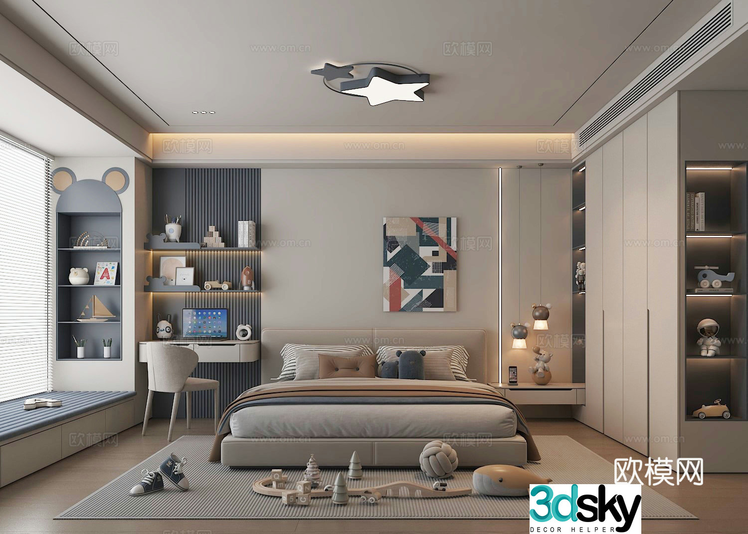 Modern boy room 3d model 3d model