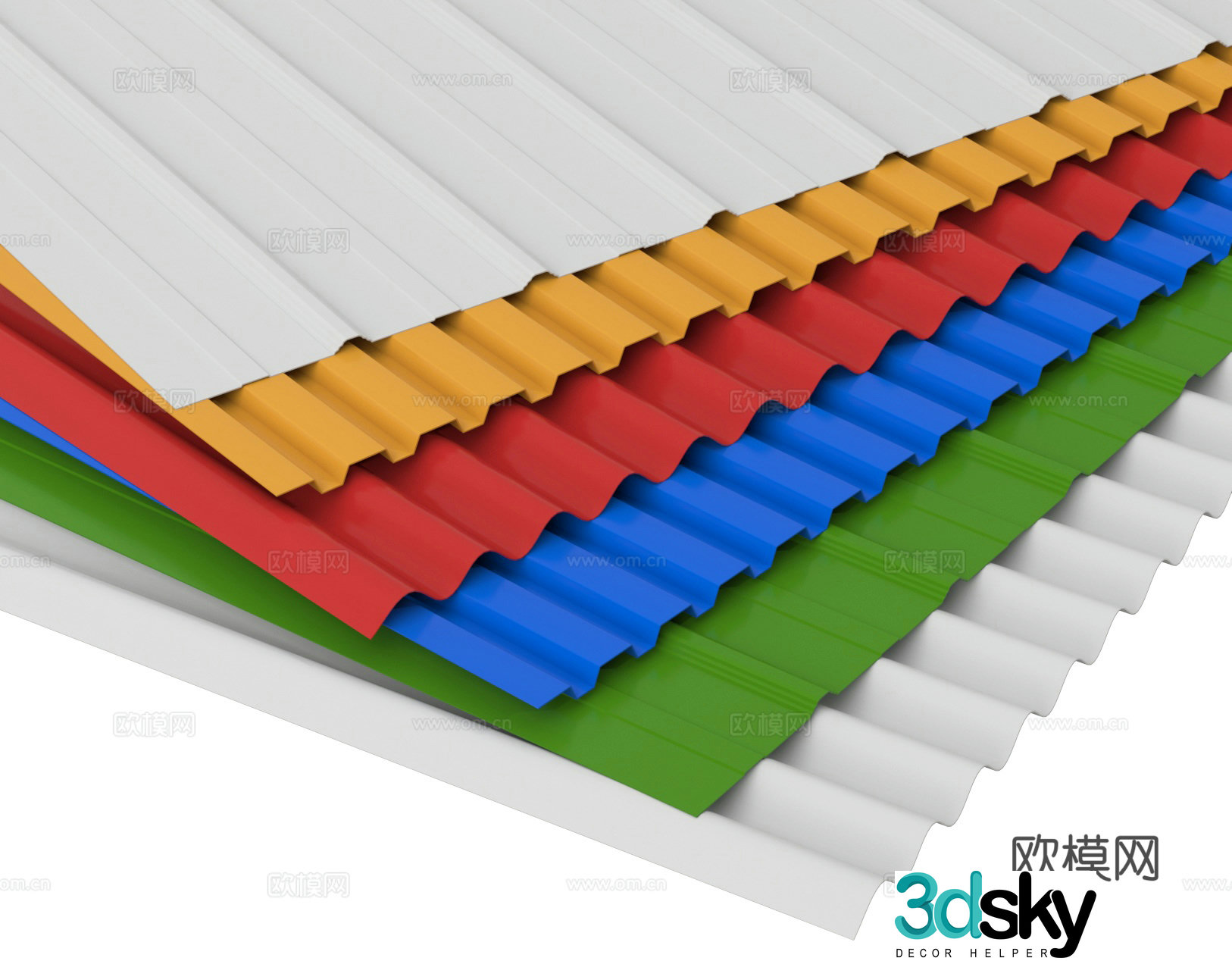 Colorful steel tile iron tile iron tile 3D model