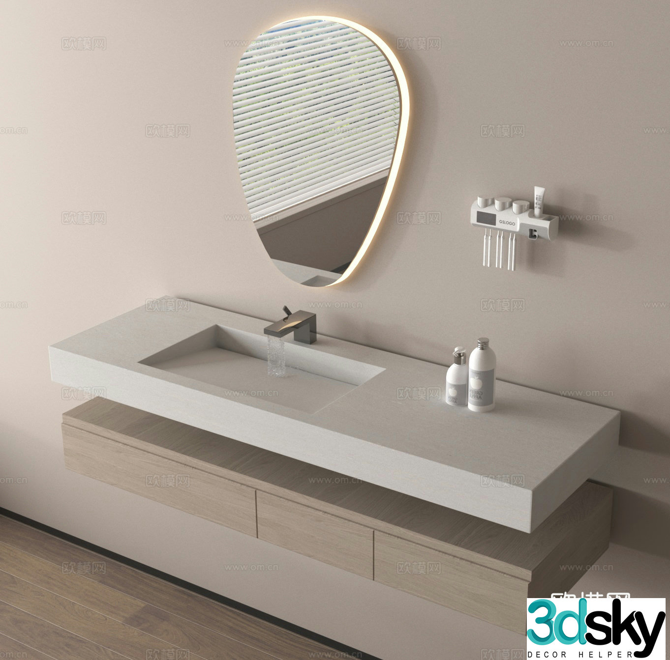 Washing table bathroom basin bathroom cabinet 3D model