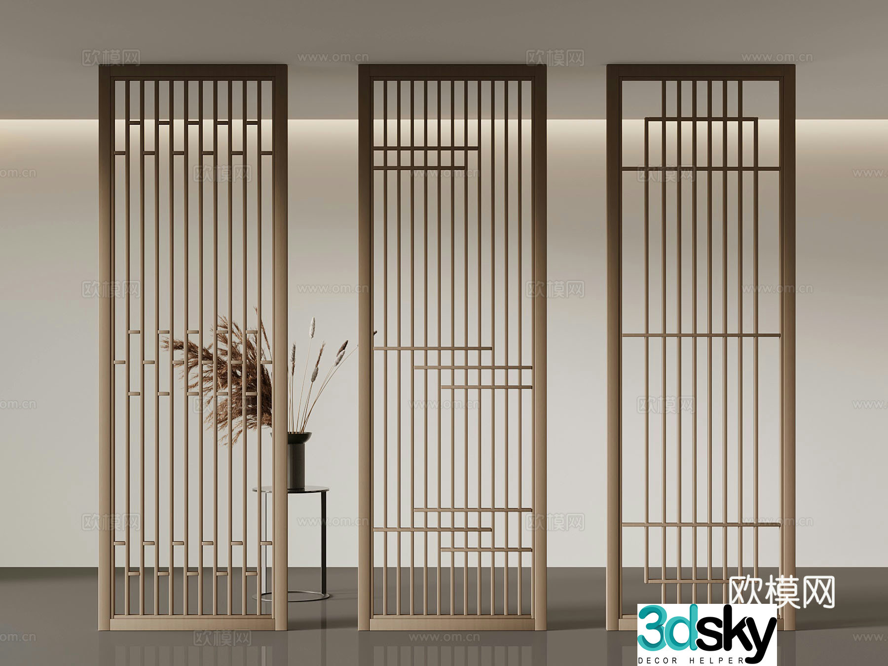 New Chinese-style screen partition 3D model