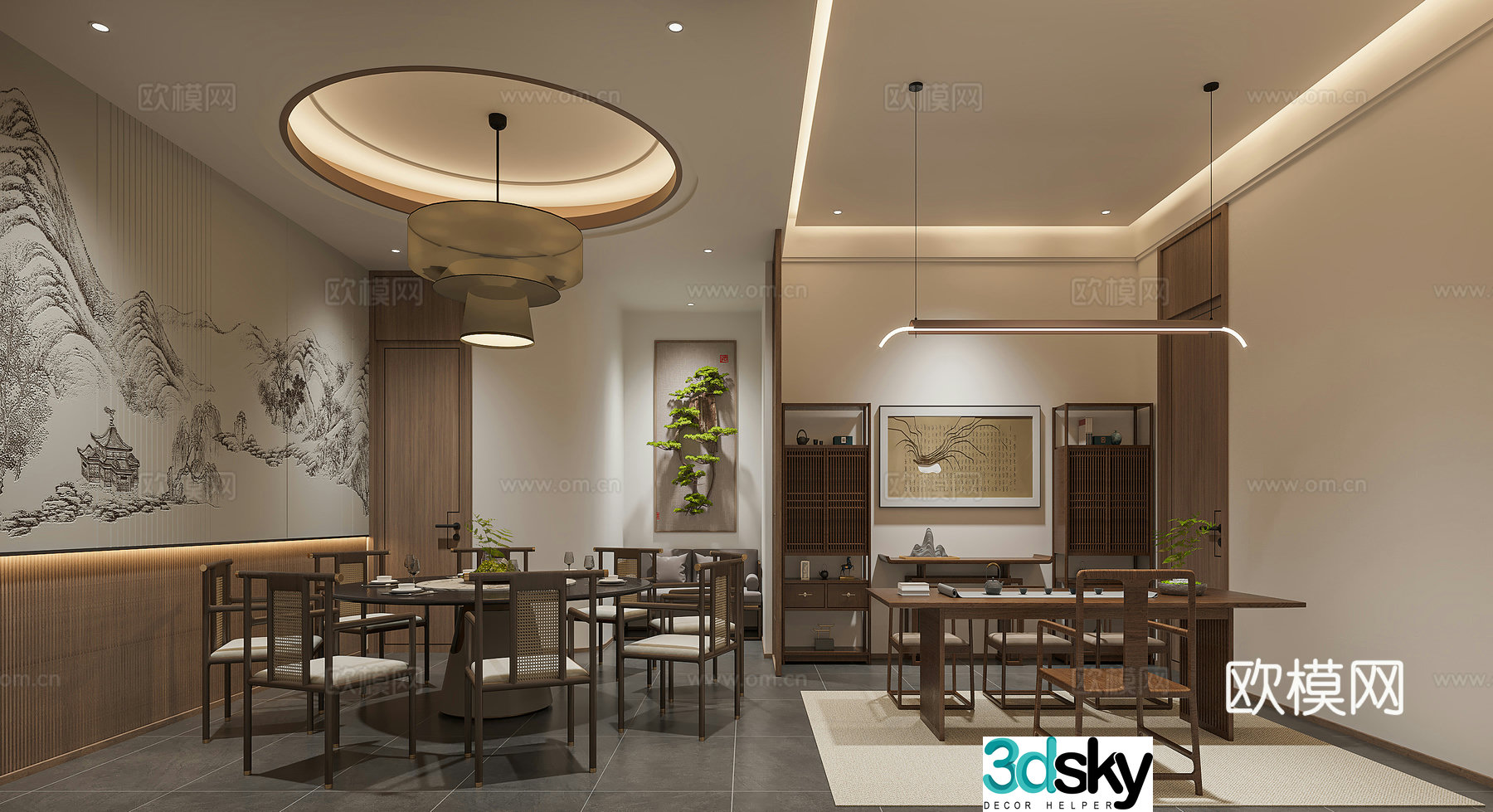 New Chinese restaurant private room 3D model