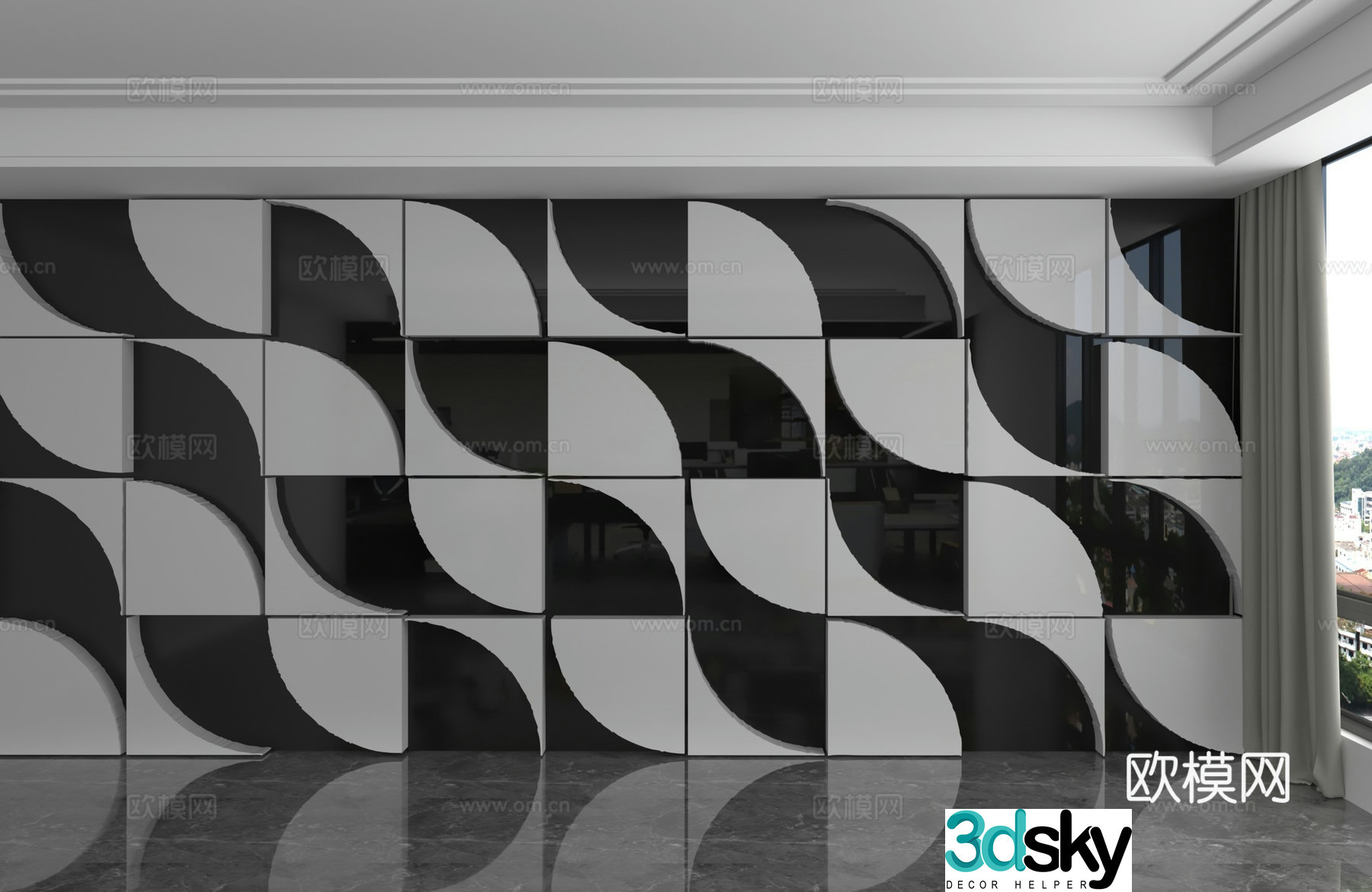 Modern background wall 3d model