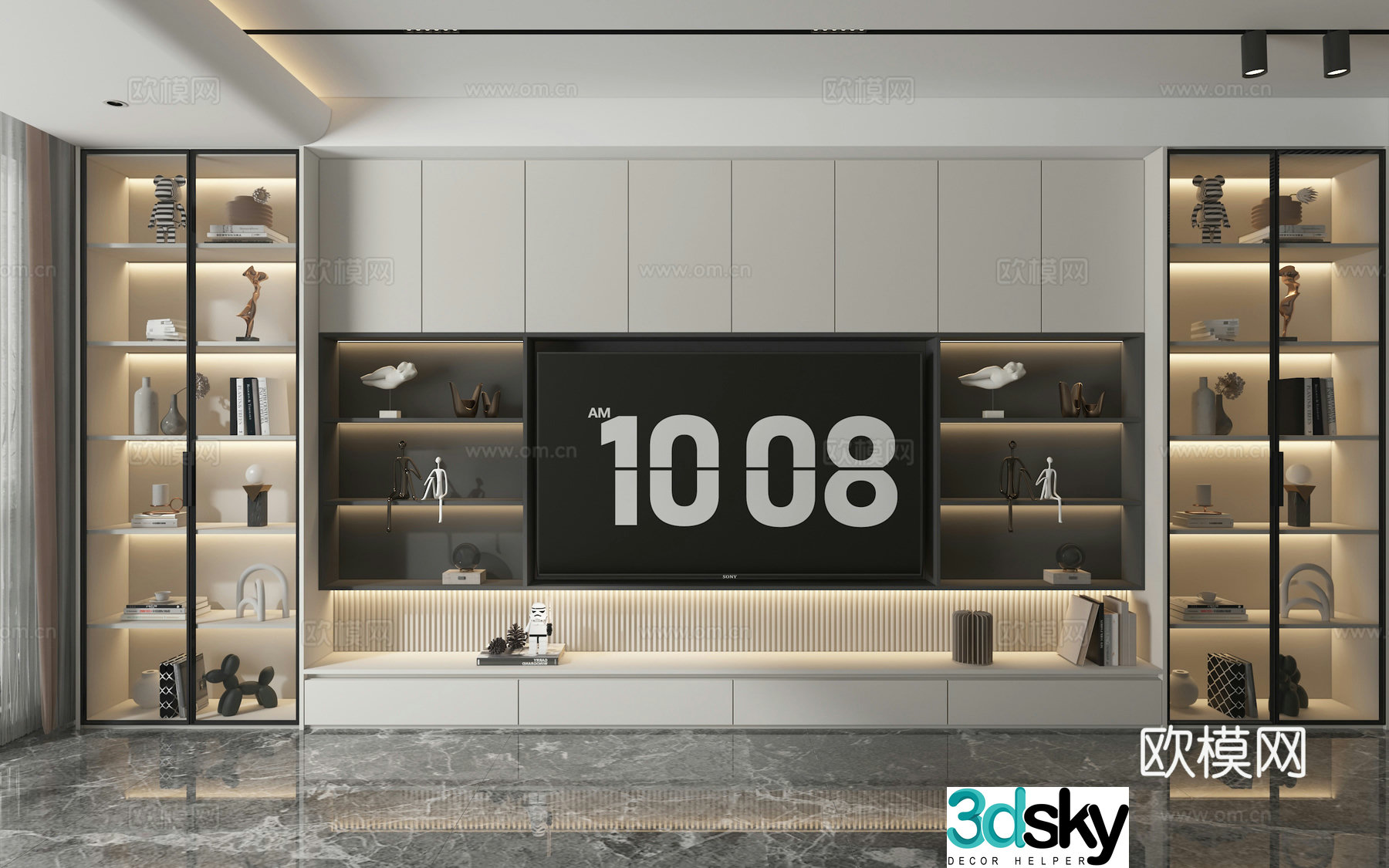 3d model of TV background wall