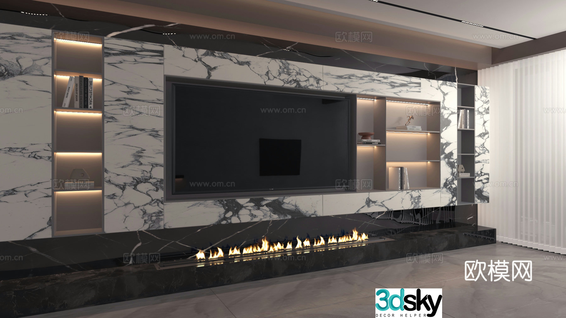3d model of TV background wall