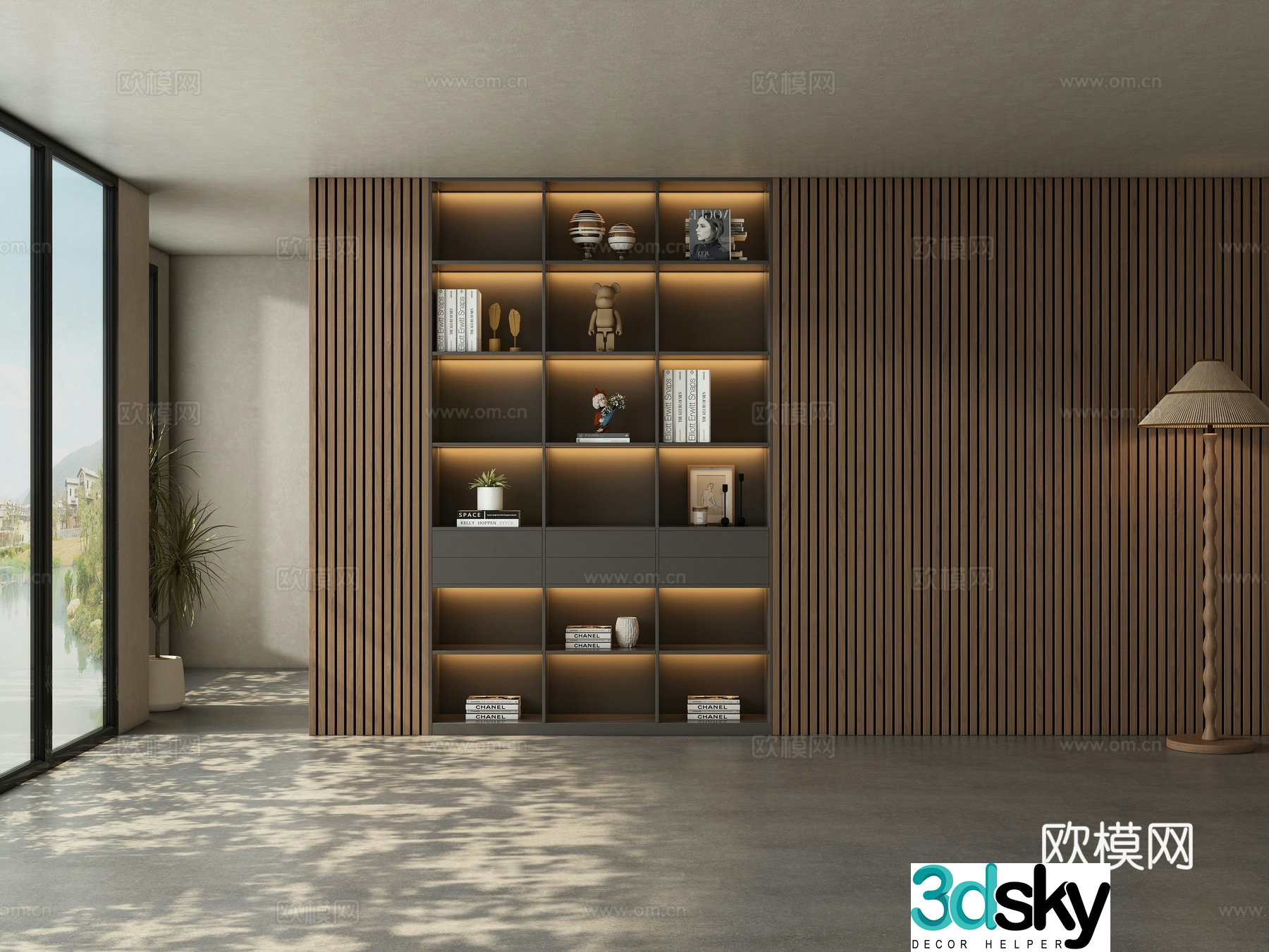 Tea room background wall 3d model
