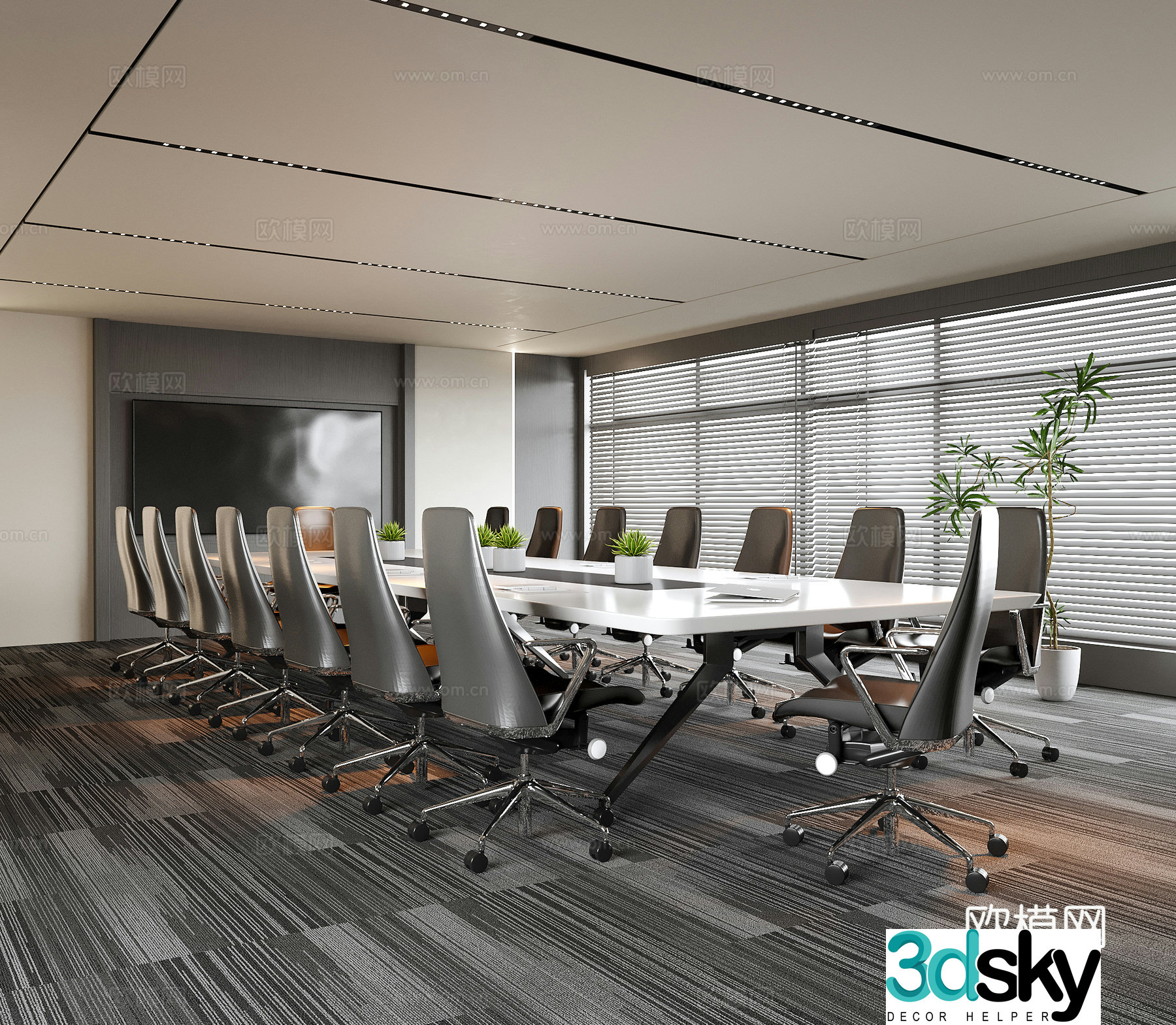 Modern conference room conference table chair office chair conference table 3d model