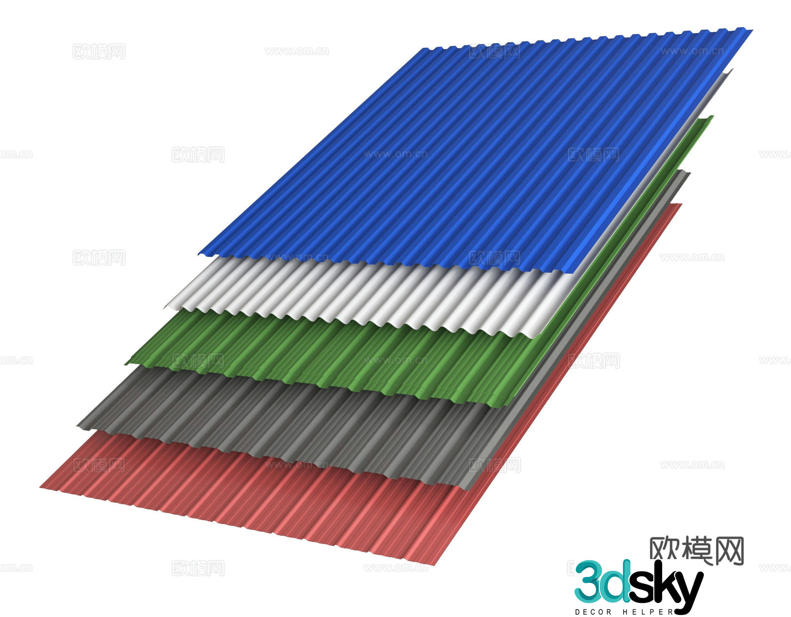 Colorful steel tile iron tile iron tile 3D model