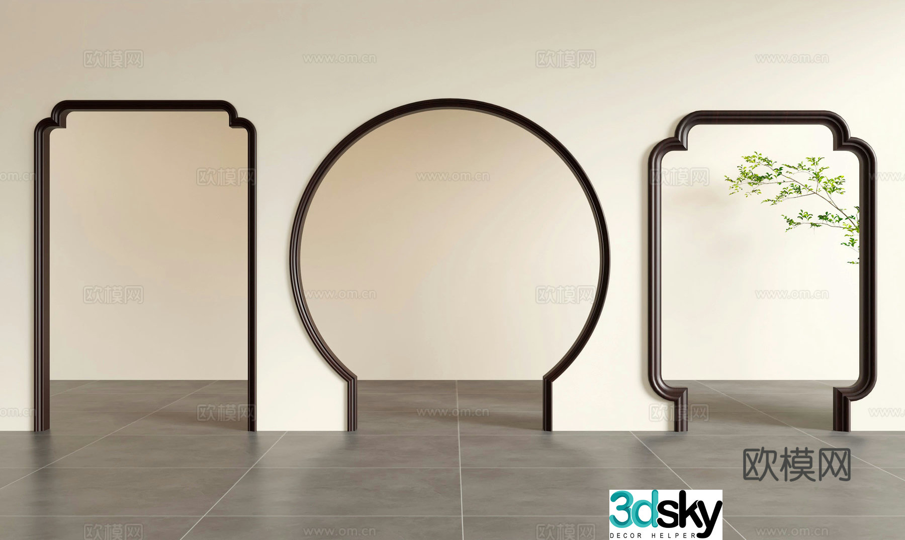 New Chinese style gate gate 3D model
