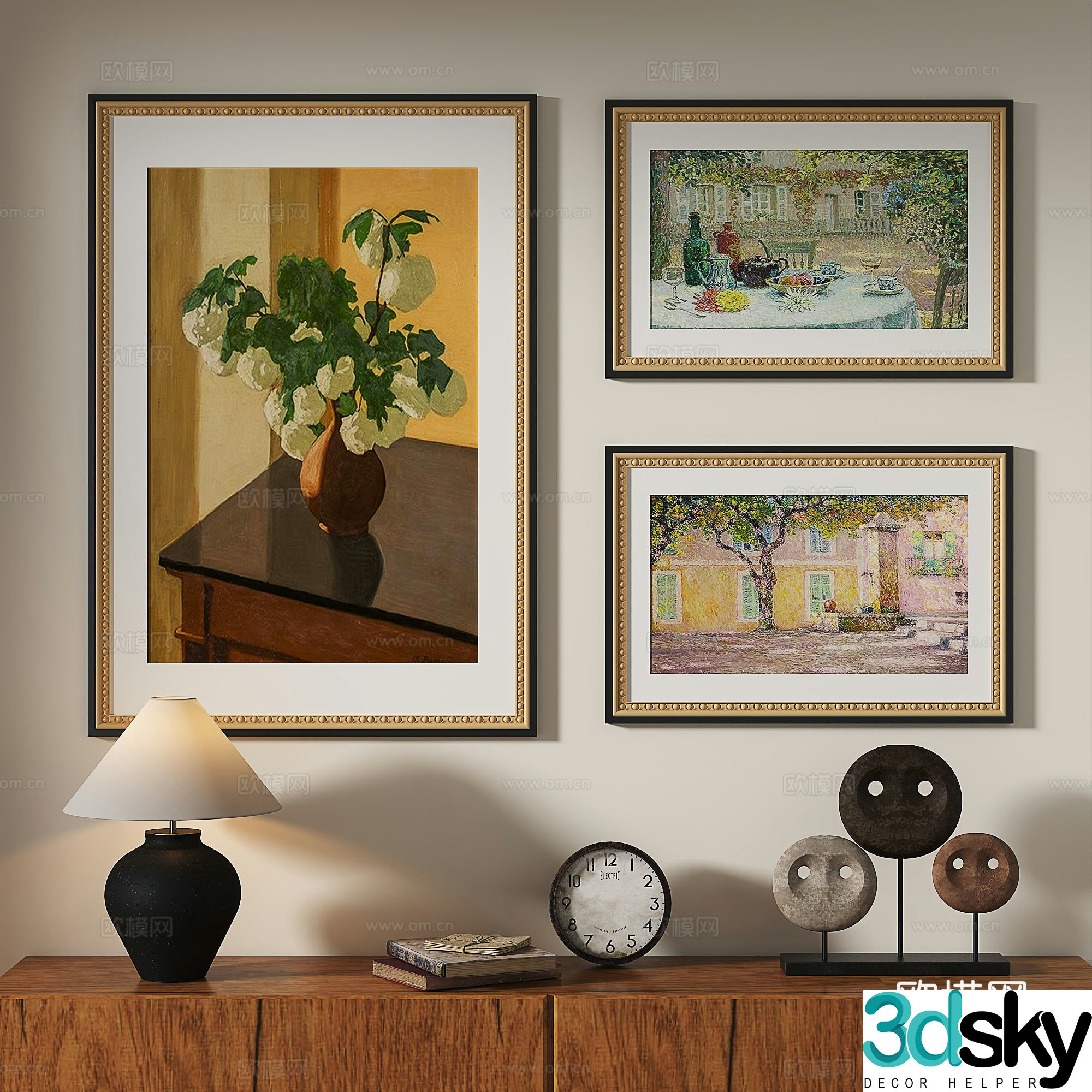 French retro oil painting modern European classical decorative painting 3d model