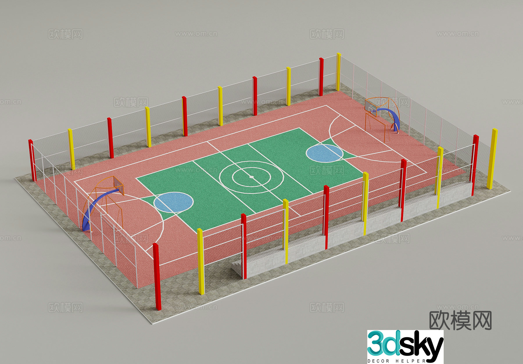 Modern basketball court 3d model